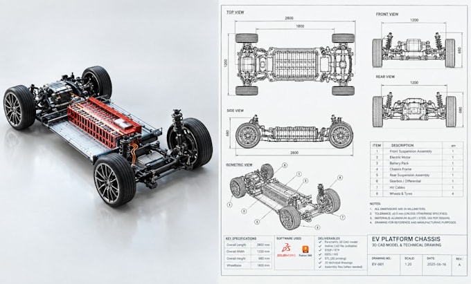 create professional automotive 3d cad models, parametric parts and assemblies