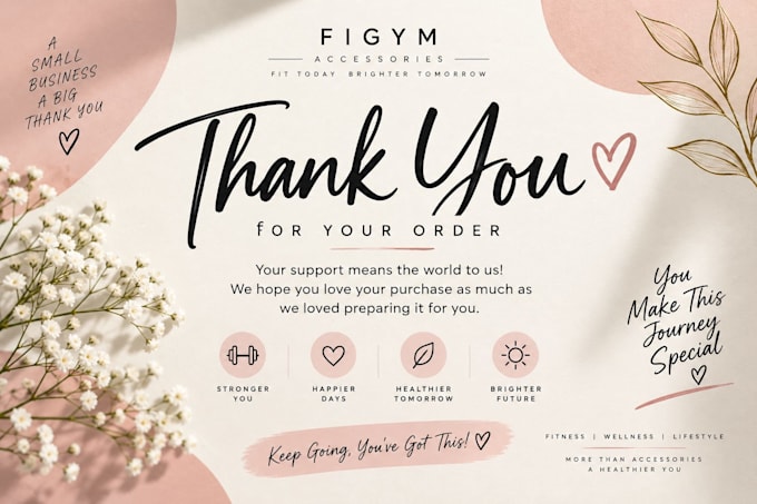 design custom packaging inserts, thank you cards and box packaging