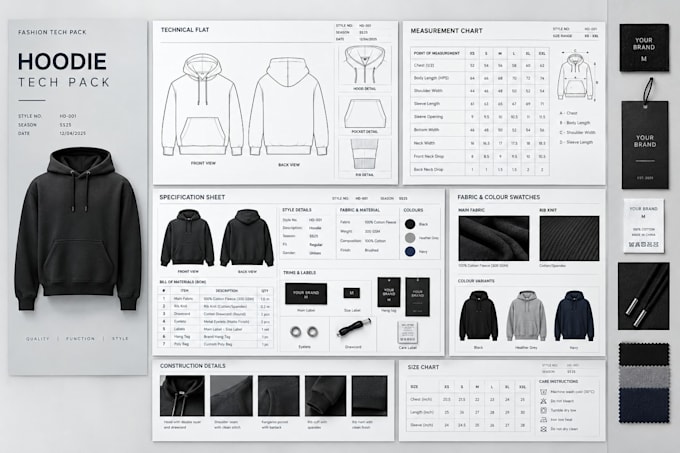 fashion tech pack, clothing tech pack, apparel tech pack