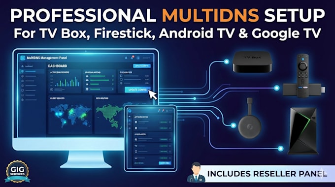 setup multidns for TV box, firestick, android TV, google TV with reseller panel