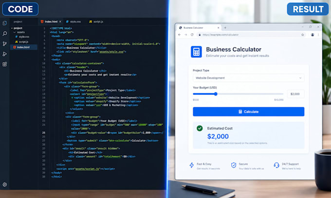 build a custom HTML business tool or calculator