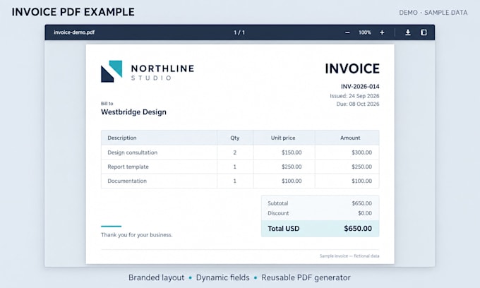 build a node js PDF generator for your invoices or reports