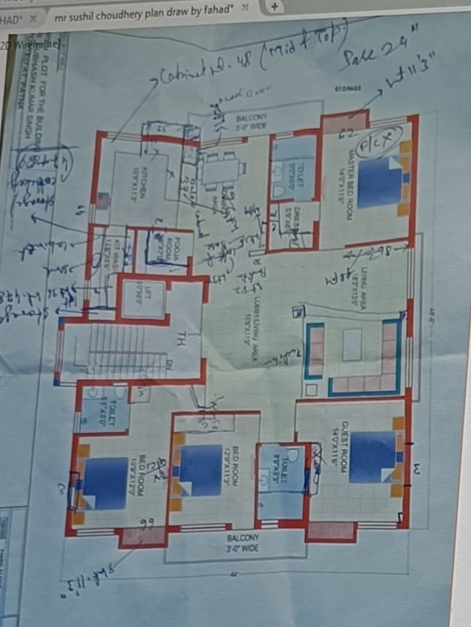 redraw rough sketch to 2d autocad floor plan layout