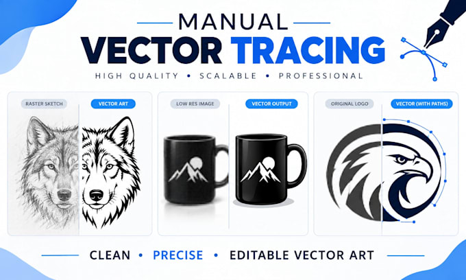 manually vector trace, redraw logo and convert image to vector