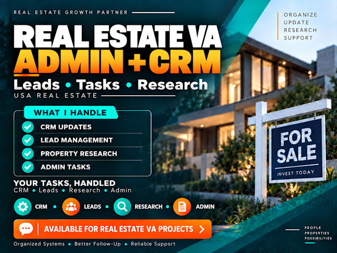 be your real estate virtual assistant for admin and CRM tasks