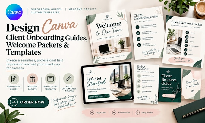 create canva client onboarding guides, welcome packets and templates