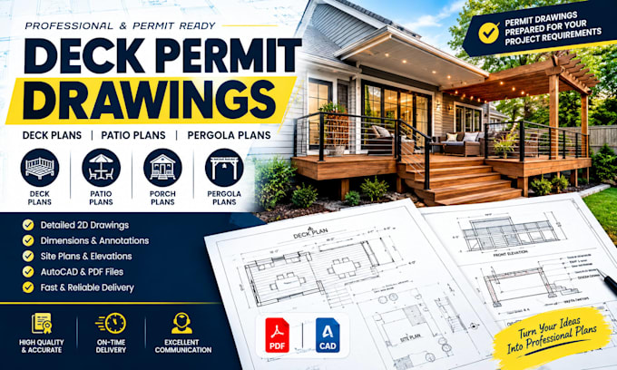 create a deck plans, deck permit drawings, patio and pergola plans