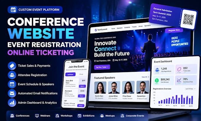 build conference website, event registration and online ticketing system