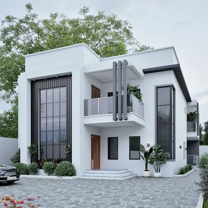 create realistic 3d house exterior rendering and architectural visualization