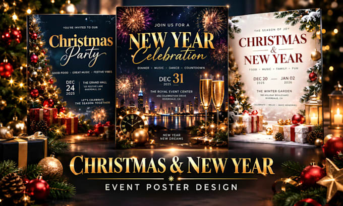 design christmas flyers, greeting cards and posters