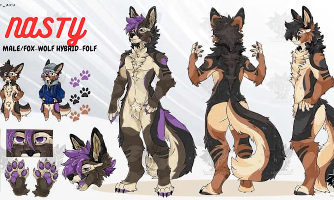 custom furry reference sheet for your oc fursona character design furry nsfw art