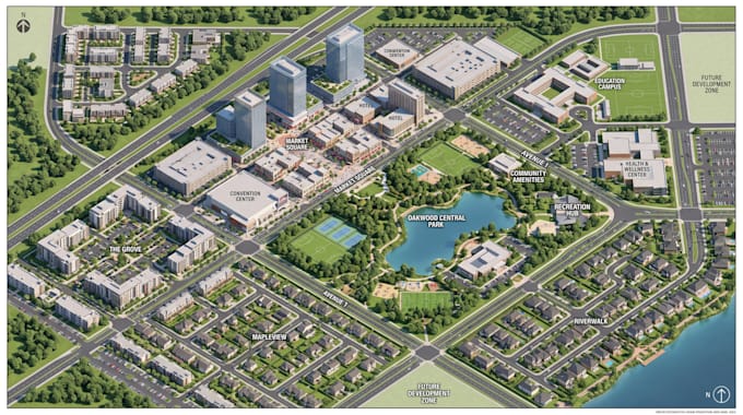 create 3d site plan, property layout, neighborhood map, master plan, estate map
