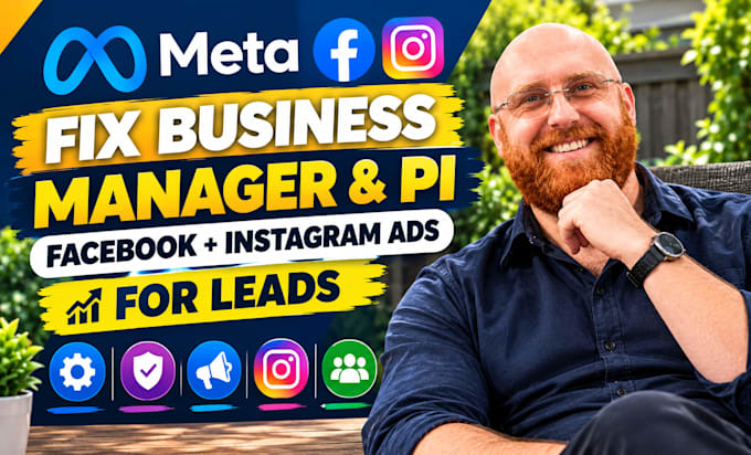 fix business manager and pi, facebook plus instagram ads for leads