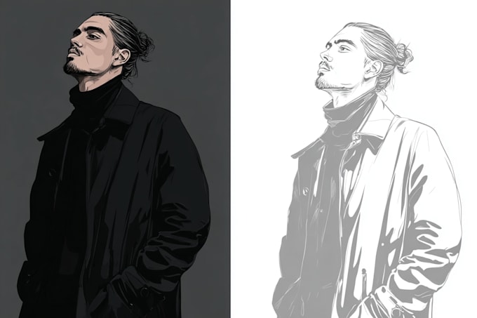 draw vector silhouette and stencil black and white