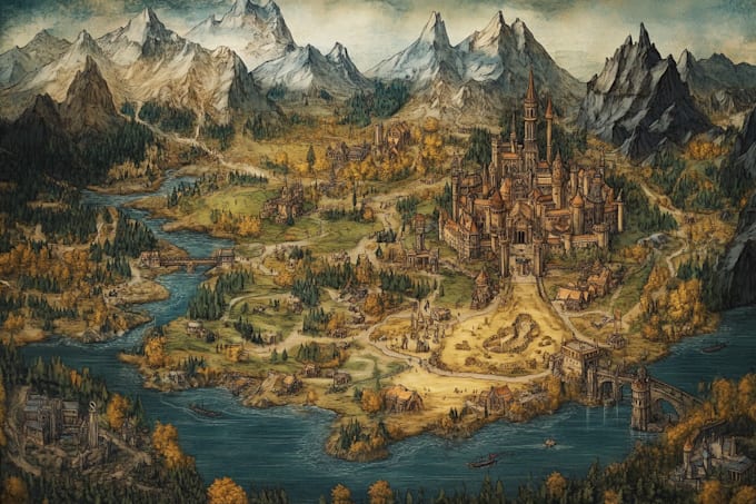 draw fantasy map illustration