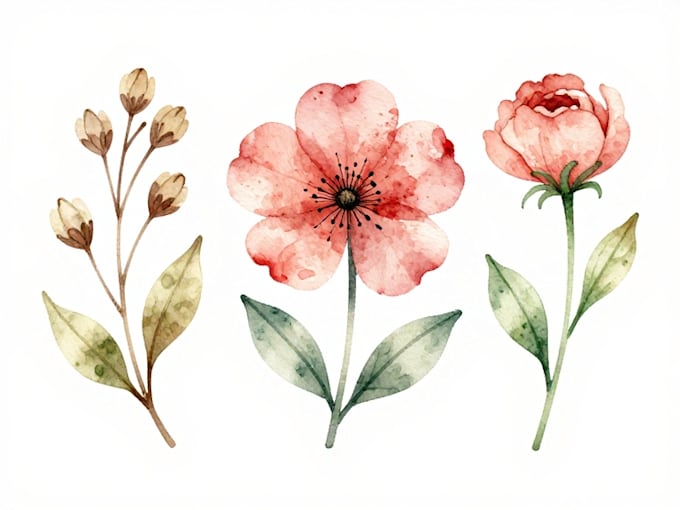 paint watercolor flowers and botanical illustrations