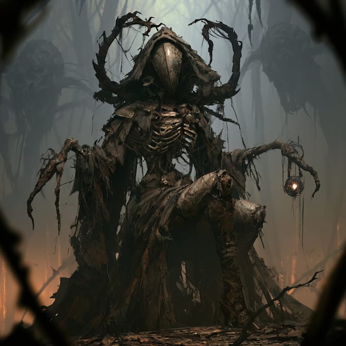 create dark art, metal, gothic illustration
