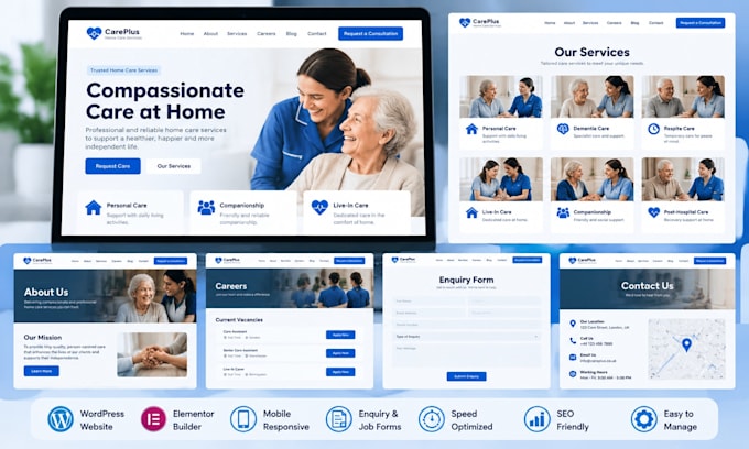 build wordpress home care agency website with services