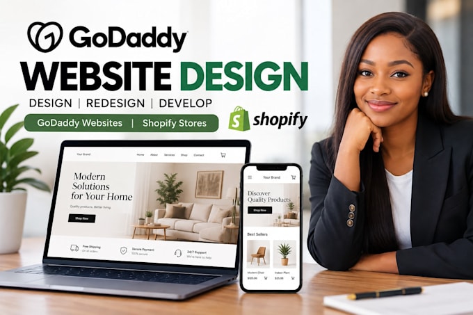 godaddy website redesign godaddy website design, develop godaddy website shopify