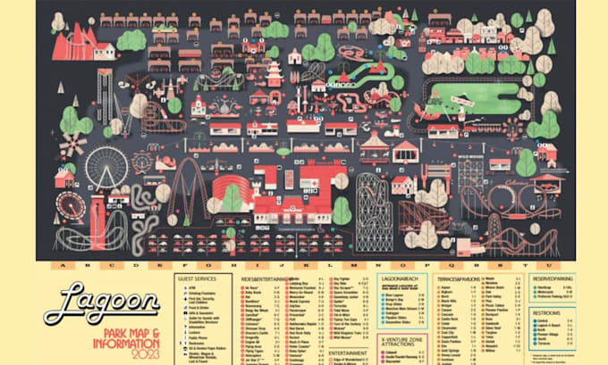 design illustrated theme park maps, zoo maps and attraction maps