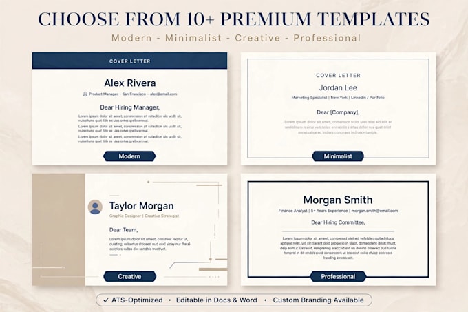 design a professional modern ats cover letter