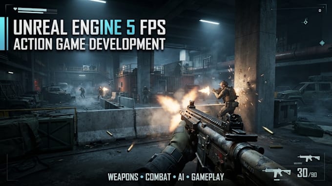 develop 3d action game, 3d fps game, ue5 game development, 3d shooting game