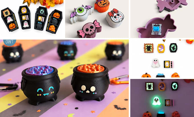 design 3d halloween fidget clicker toys and spooky keychain models