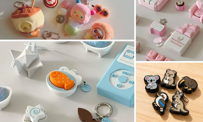 design cute 3d kawaii fidget clicker toys and keychains