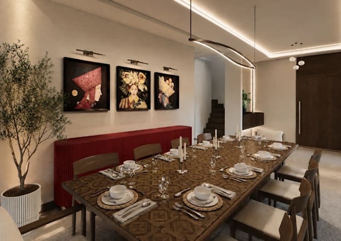 redraft 2d floor plan to 3d interior layout,modern basement,cozy space rendering