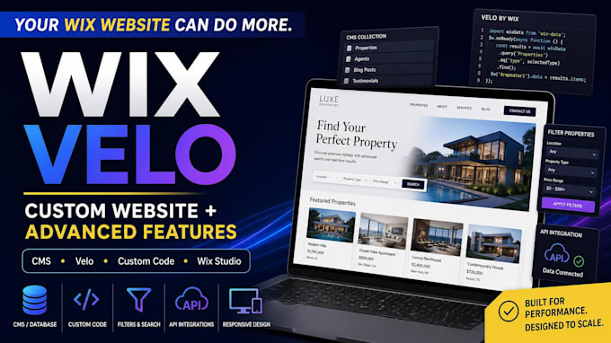 build wix velo website with custom code, cms and wix studio
