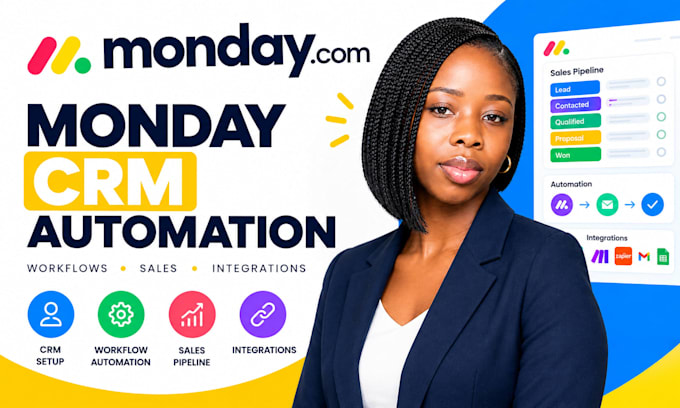 setup monday com CRM automation monday workflows sales pipeline make automation