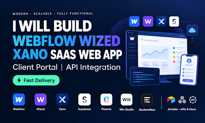 build webflow wized xano saas web app client portal API integration