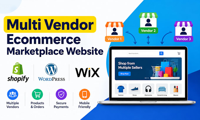 multi vendor ecommerce marketplace shopify wordpress wix multi vendor website