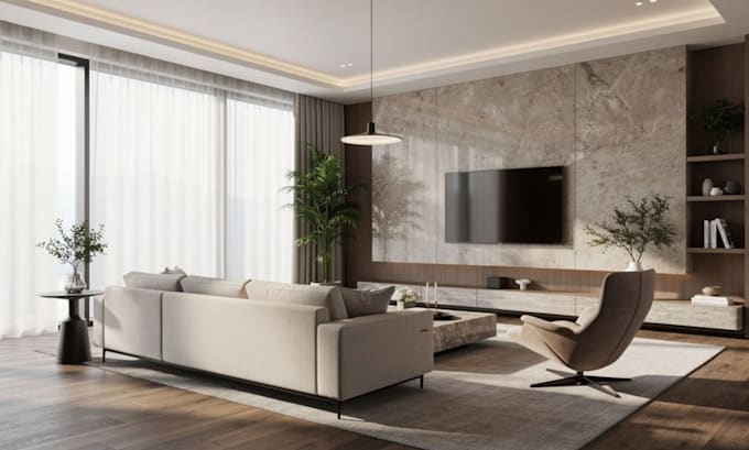 do photorealistic 3d interior design and rendering modern home visualization