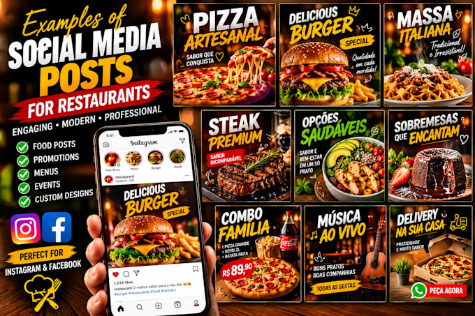 design professional social media posts for restaurants
