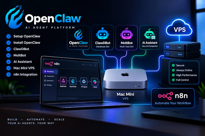 setup openclaw install open claw clawdbot moltbot ai assistant mac mini vps n8n