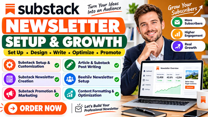 set up, customize and promote your substack newsletter to grow your audience