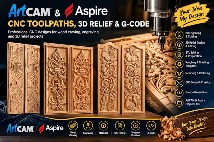 create artcam and aspire cnc toolpaths and g code