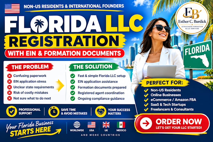 register your florida llc with ein and formation docs for nonresident US owners