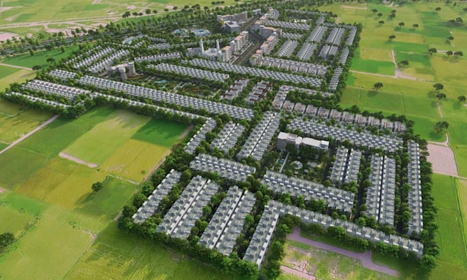 render 3d site plan,housing development, urban masterplan, real estate apartment
