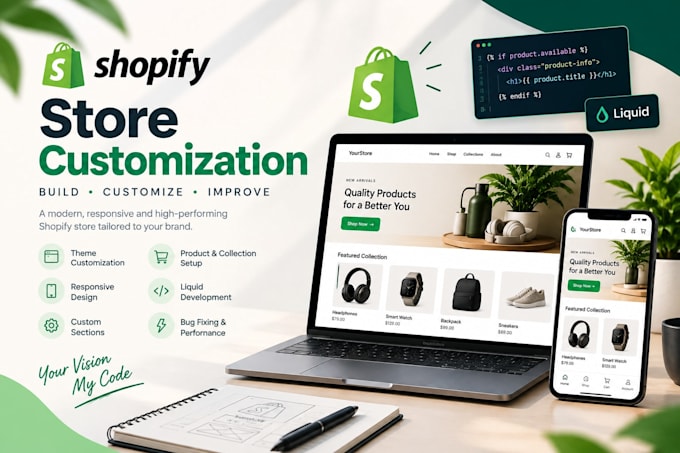 customise and build a modern responsive shopify store