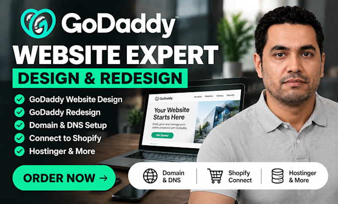 connect godaddy website redesign godaddy domain to shopify hostinger develop