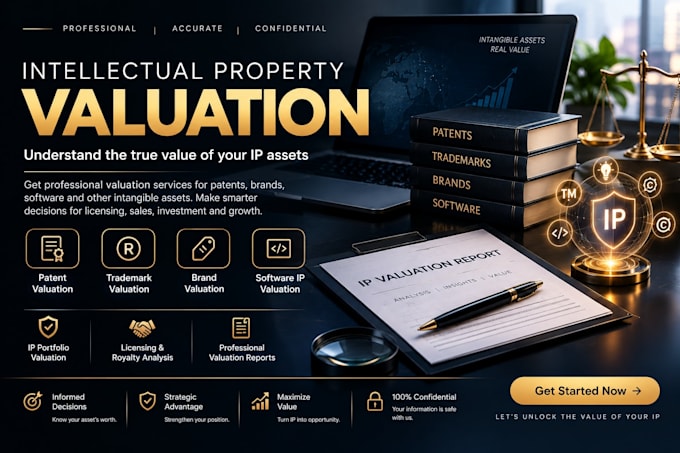 provide intellectual property valuation for patents brands and software