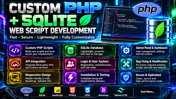 develop a custom PHP sqlite web application or script
