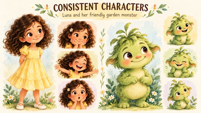 create consistent ai illustrations for kids storybooks