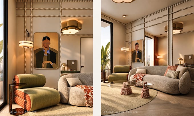 create eclectic 3d interior renderings and visualization