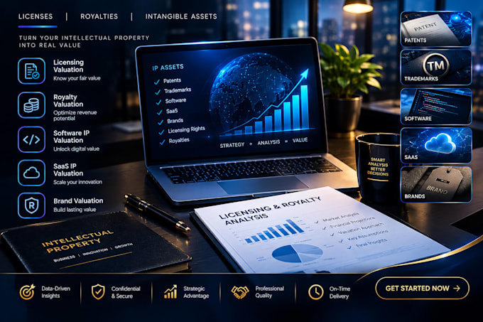 provide licensing and royalty valuation for software saas and brands