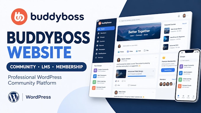 do buddyboss website for community membership learndash courses and forums setup