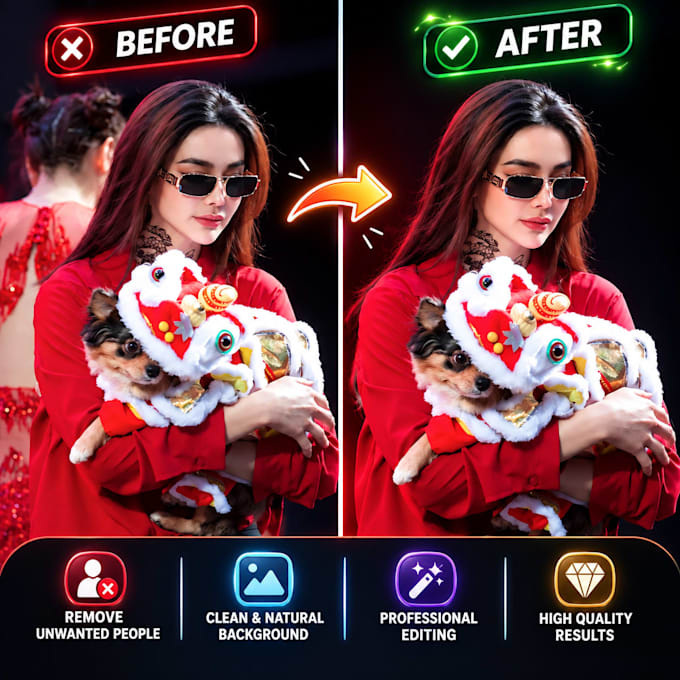 clean up and retouch your photo background professionally