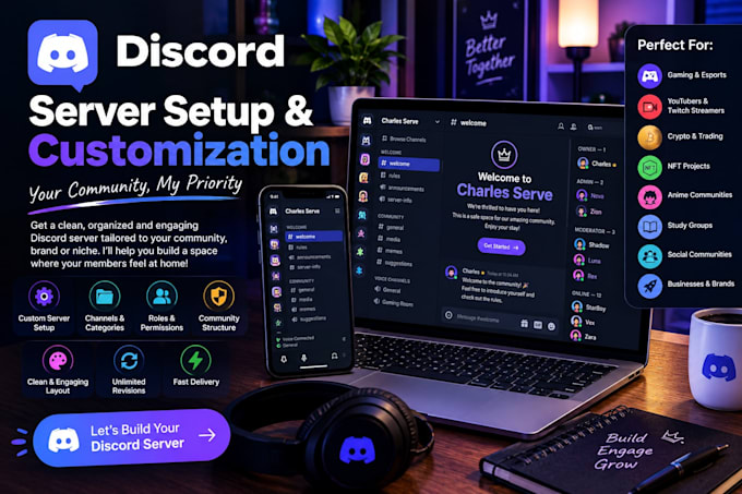 set up a custom discord server and whop for your community within 24 hours